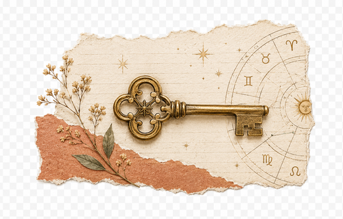 Antique brass key collage