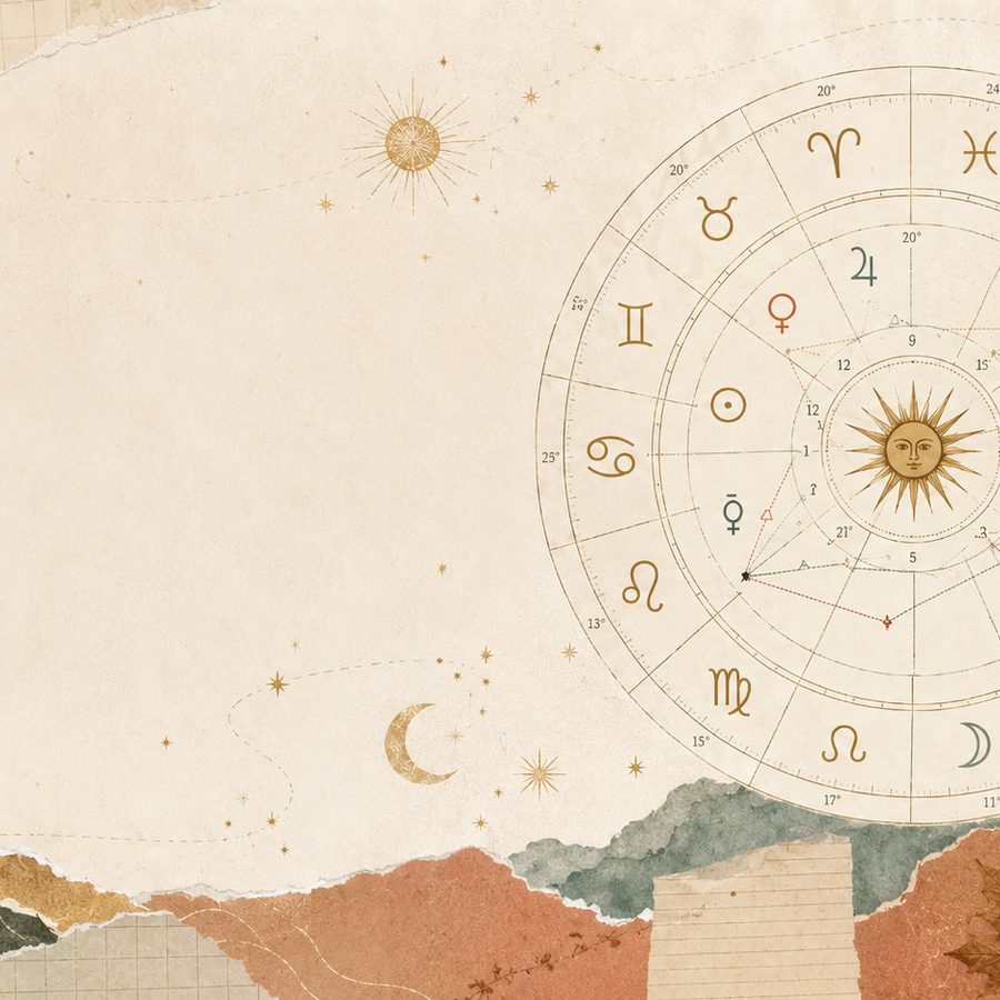 Warm modern natal chart collage