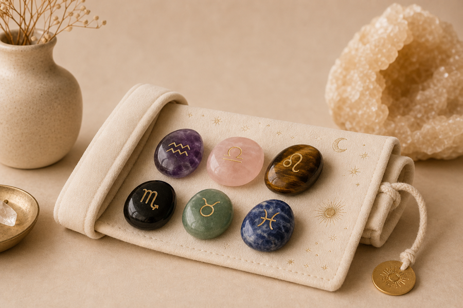 Six-piece zodiac crystal set